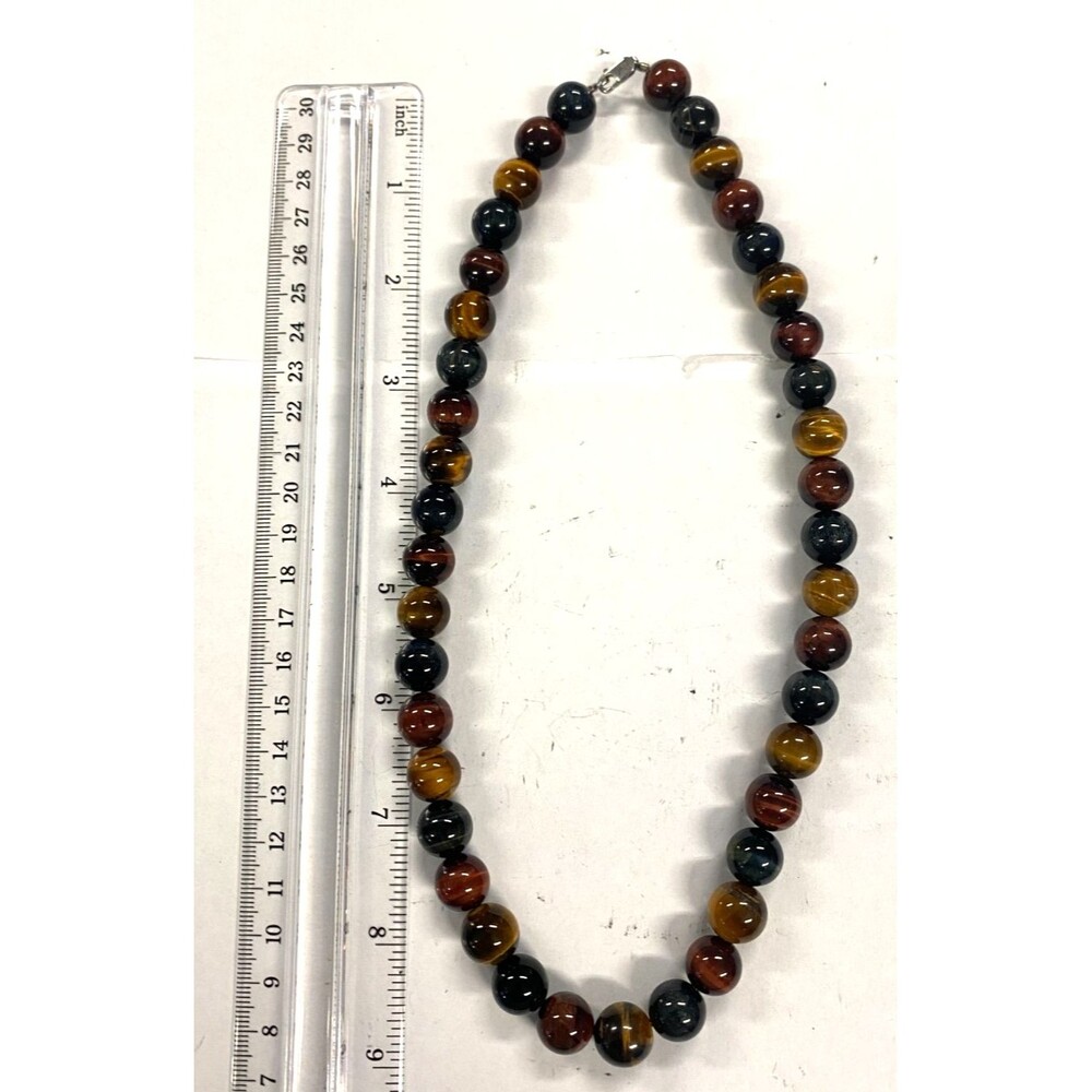 Tiger's Eye Necklace Vintage  Beads With  Silver Clasp